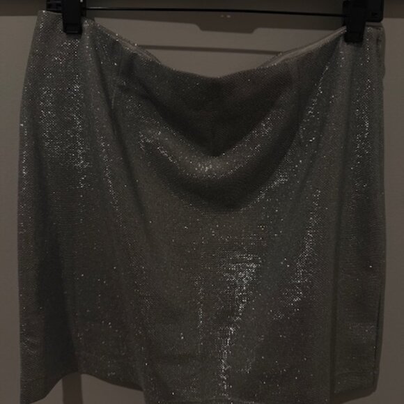 Meshki Silver Glitter/Sparkle Blazer Mini Skirt Set L/XL - NWT - Picture 4 of 8